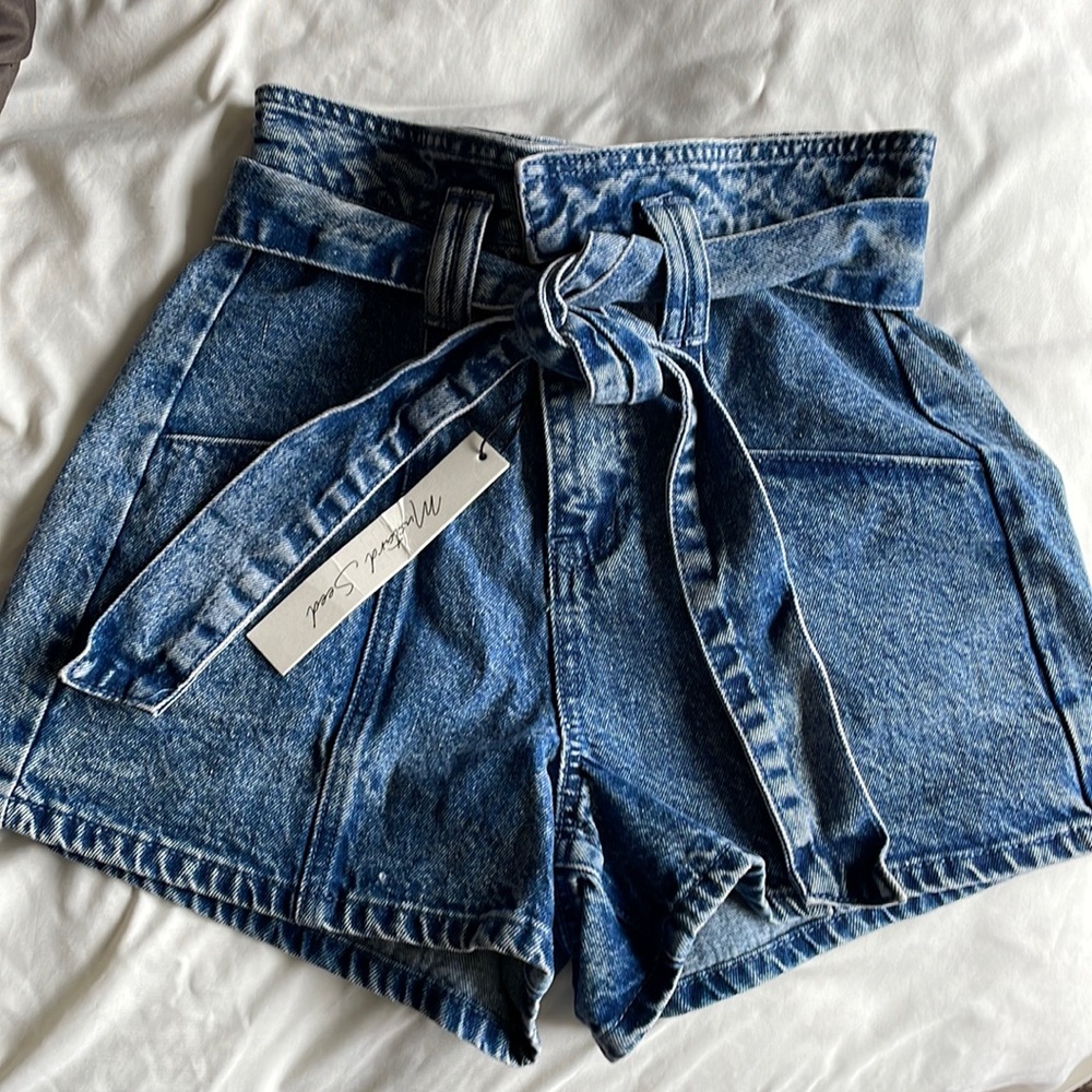 NWT Denim Paper Bag Shorts